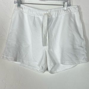 Banana Republic Knit Shorts Pull On Elastic‎ Waist Solid White Terry Cloth Knit